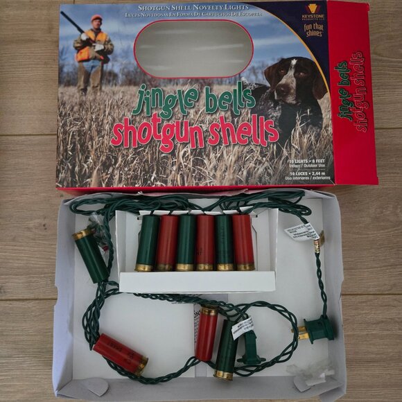 NIB Holiday Novelty Lights “jingle bells shotgun shells” (10 Lights, 8 Feet) - Picture 1 of 5